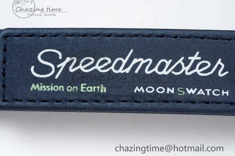 0305 SoftTouch Speedmaster Misson On Earth 1:1 Best Edition Blue Dial On Nylon Strap Quartz 7859